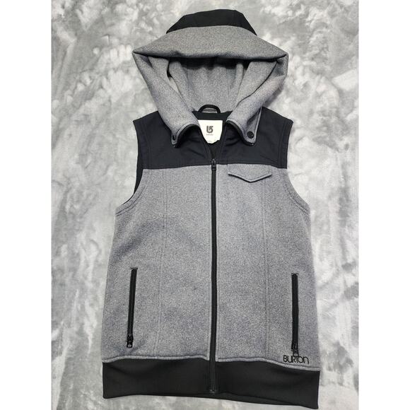 Burton DryRide Starr Vest Insulated Hooded Zip Up Vest Size L Gray Black Winter - Picture 1 of 9